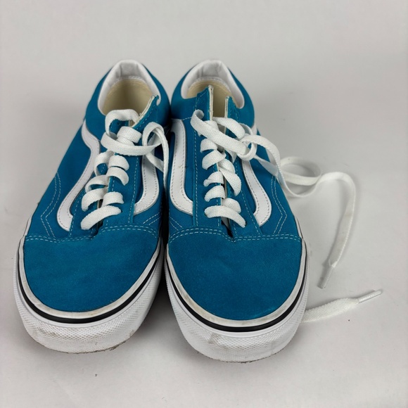 Vans, Gem Turquoise Blue, White Casual Sneakers Sizes Women 8 - Men 6.5 - Picture 2 of 8